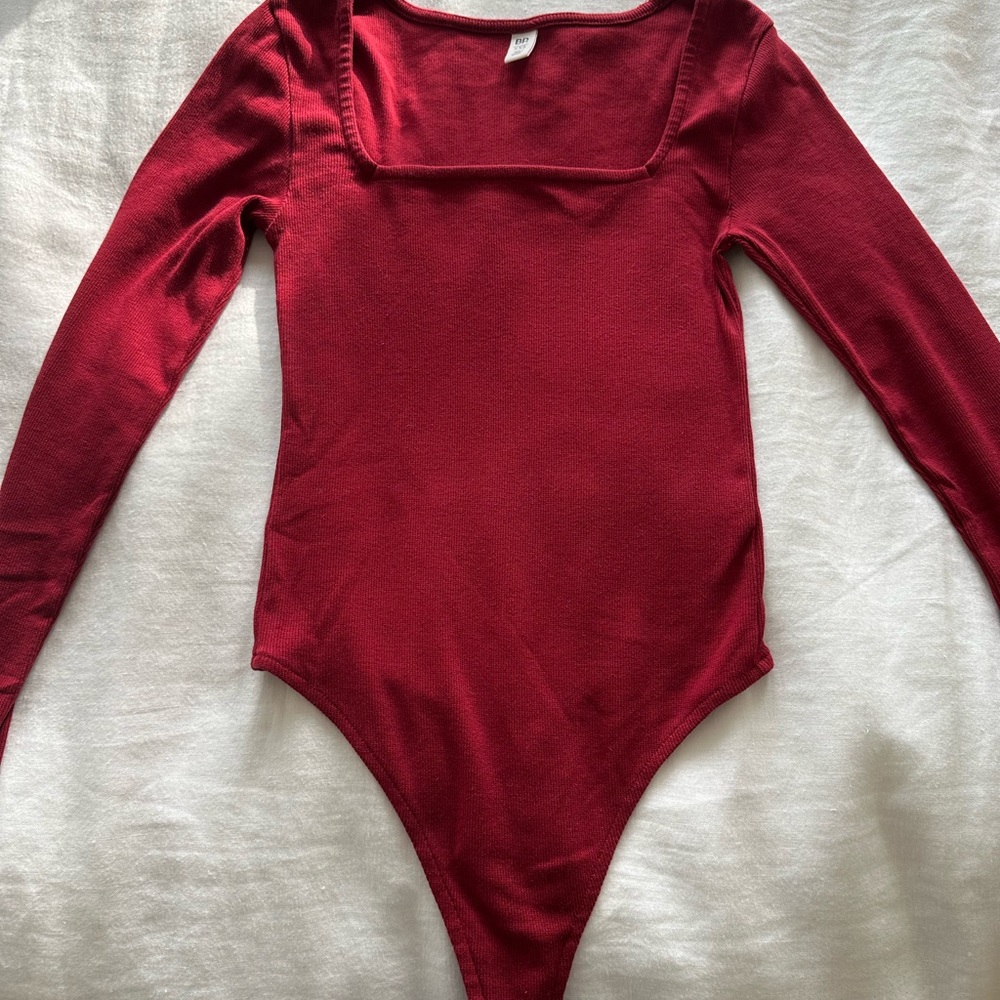 Red Long Sleeve Bodysuit